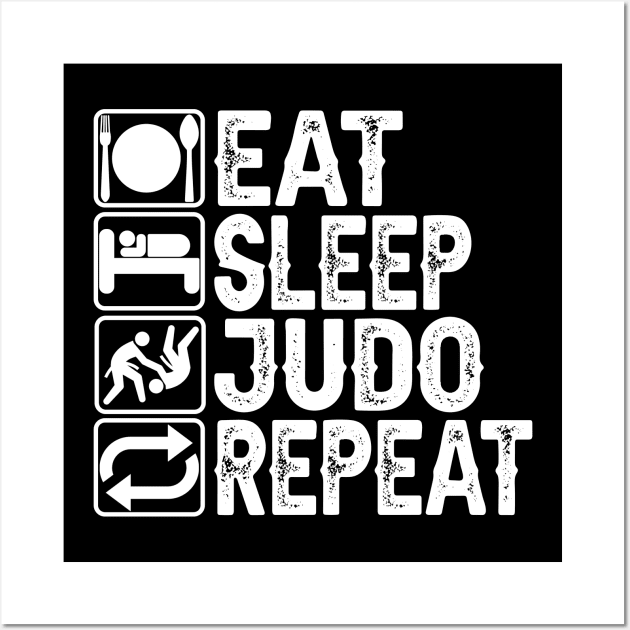 Eat Sleep Judo Repeat Wall Art by DragonTees